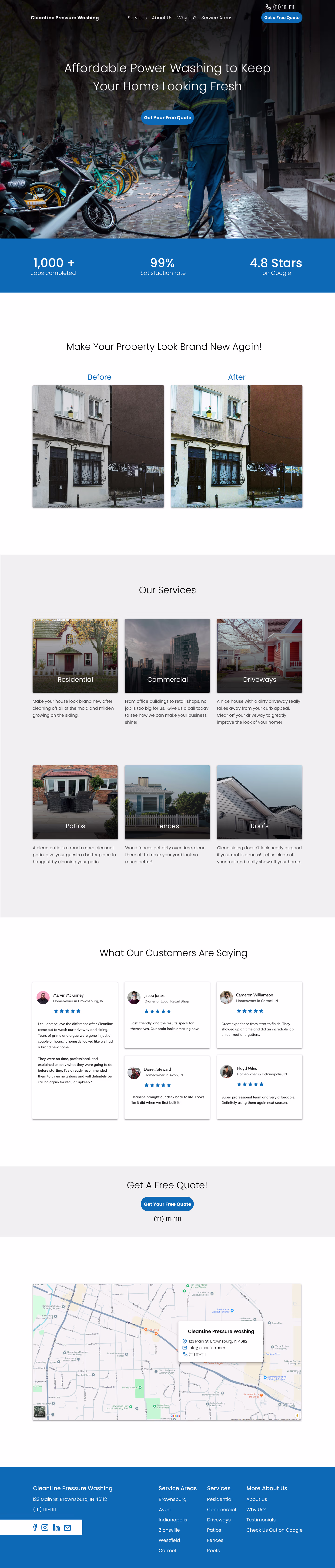 CleanLine Pressure Washing Landing Page Preview