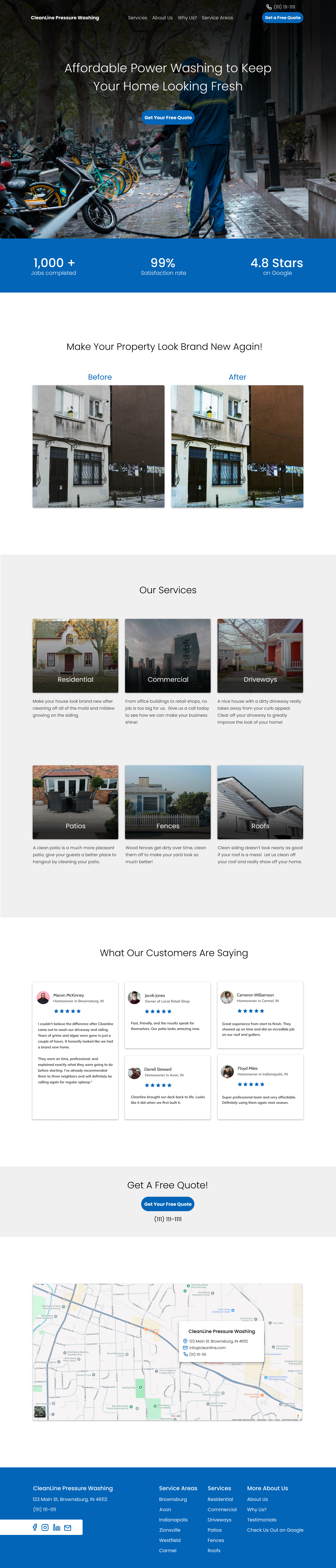CleanLine Pressure Washing Landing Page Preview